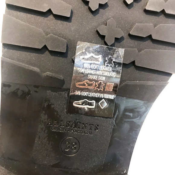 ALLSAINTS Donita Goat Leather Animal Print Snake Embossed Lace Up Combat Boot 38 - Picture 13 of 13